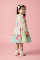 Tressel Peach Pastel Floral Party Dress for Girls