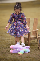 Tressel Purple 3/4th Sleeves Floral Printed Frock