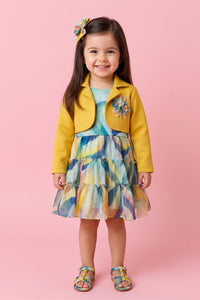 Mustard Jacket Dress Set TSF10094
