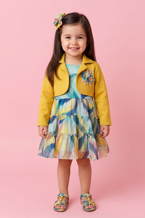 Mustard Jacket Dress Set TSF10094