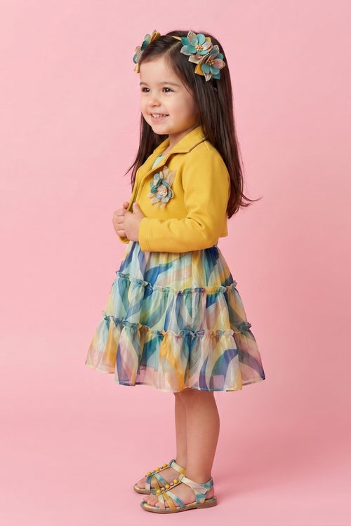 Mustard Jacket Dress Set TSF10094