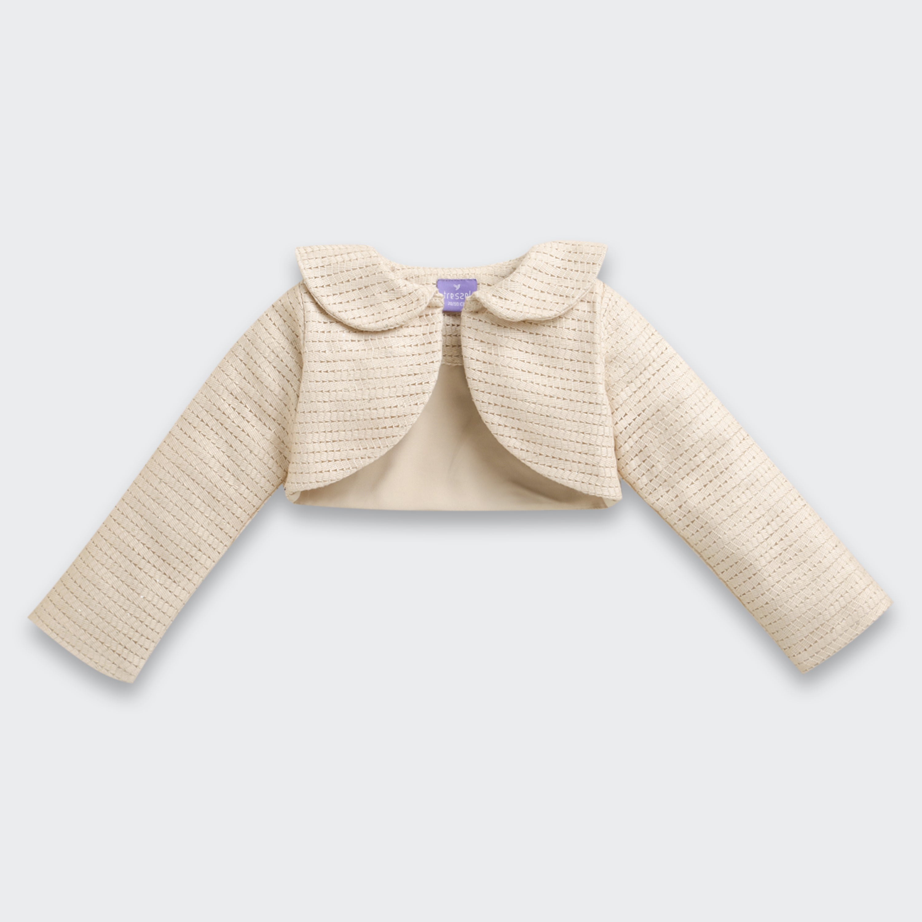 Girls Floral Satin Frock with Cream Knit Shrug TSF10098