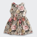 Girls Floral Satin Frock with Cream Knit Shrug TSF10098