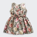 Girls Floral Satin Frock with Cream Knit Shrug TSF10098