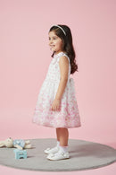 Girls White Blossom Floral Party Frock TSF10115