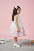 Girls White Blossom Floral Party Frock TSF10115