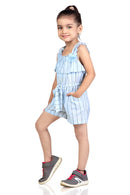 Sky Blue Stripe Ruffle Playsuit TSJP30501