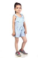 Sky Blue Stripe Ruffle Playsuit TSJP30501