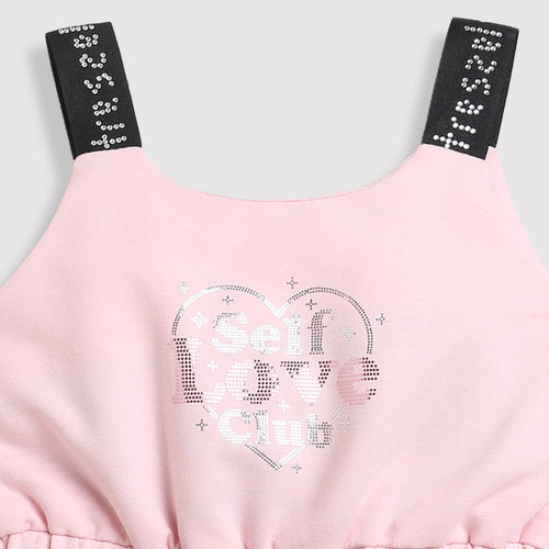 Pink “Self Love Club” Strap Playsuit TSJP30504
