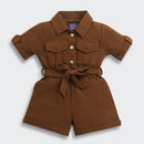 Brown Collared Button-Down Playsuit TSJP30540