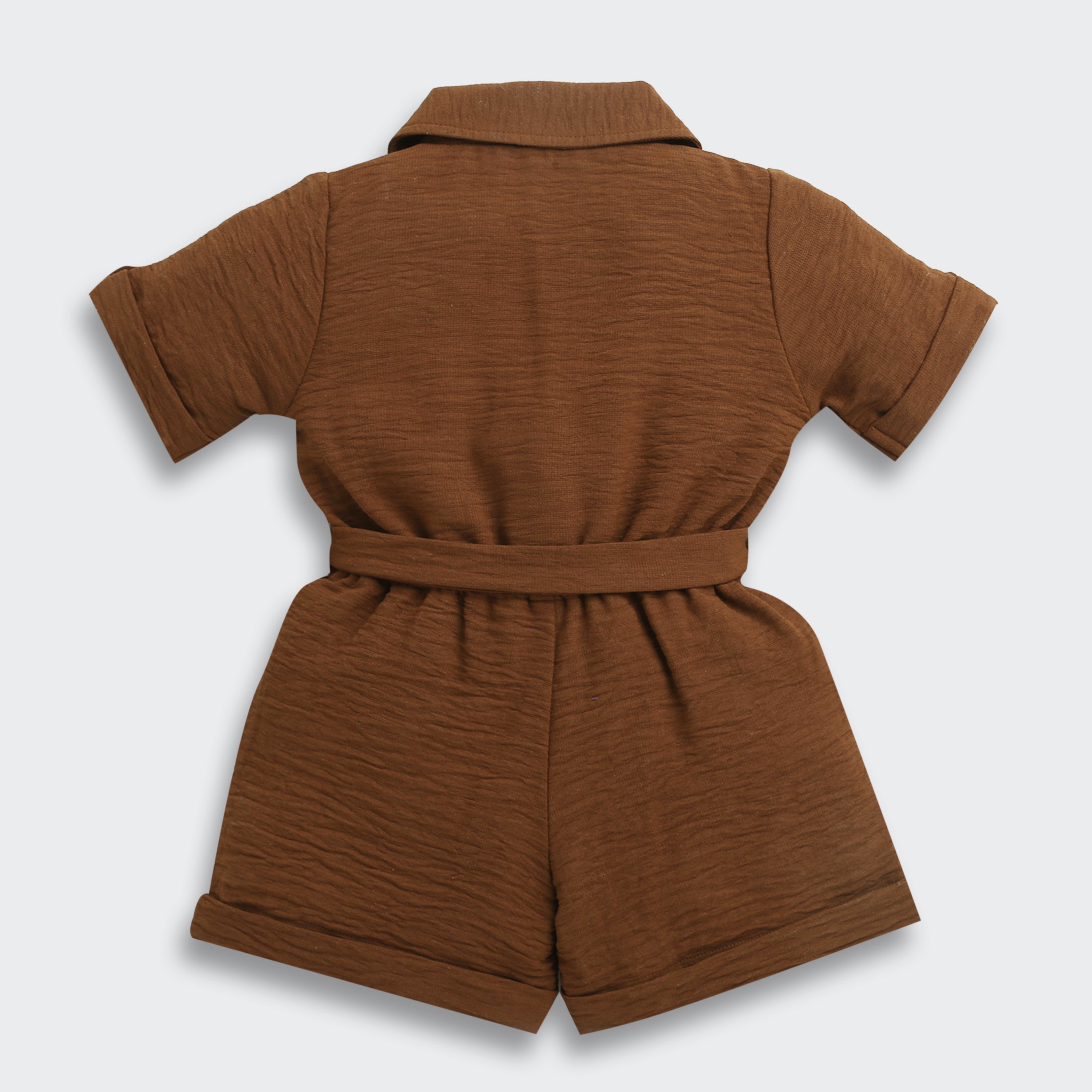 Brown Collared Button-Down Playsuit TSJP30540