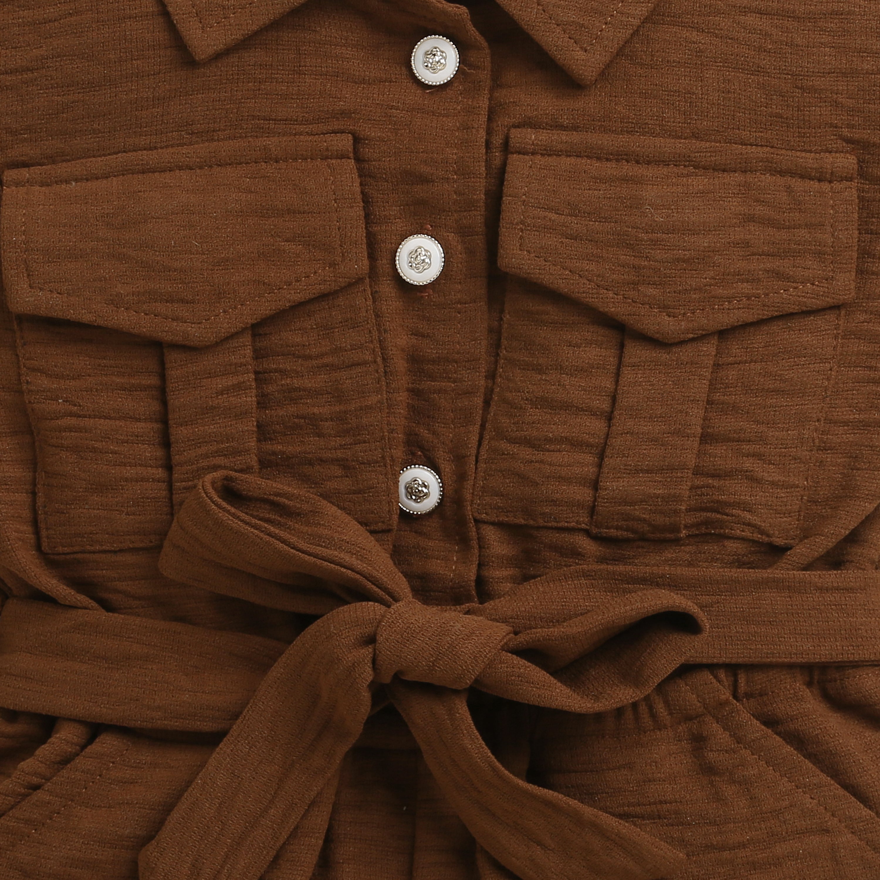 Brown Collared Button-Down Playsuit TSJP30540