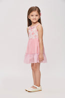 Girls Pink Floral Tiered Dress TSM30449