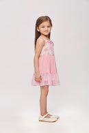 Girls Pink Floral Tiered Dress TSM30449