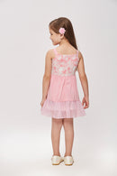 Girls Pink Floral Tiered Dress TSM30449