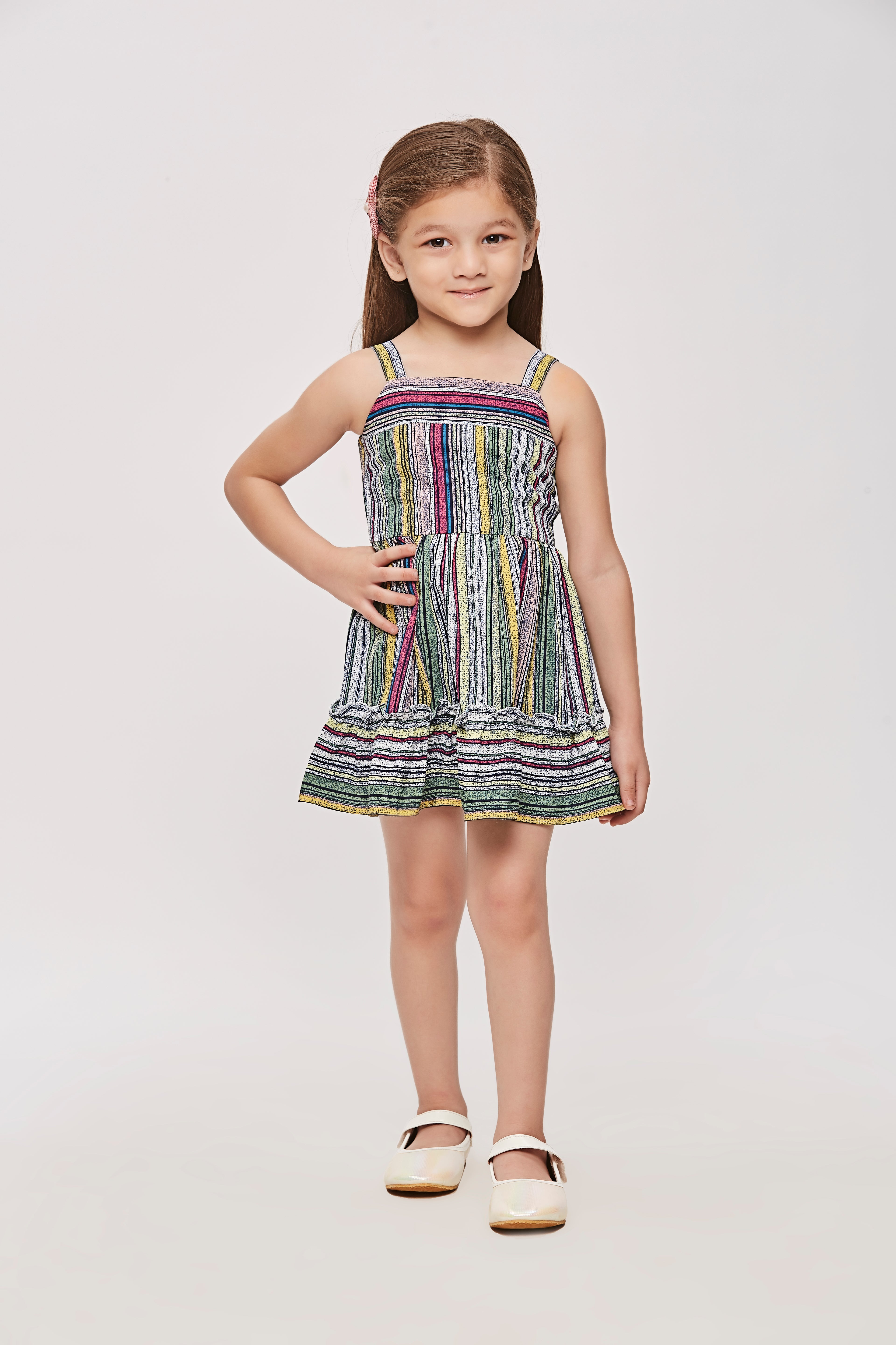 Girls Green Abstract Print Strappy Dress TSM30455