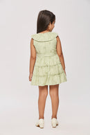 Green Ruffle Collar Dress with Waist Bow TSM30456