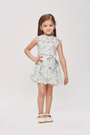 Blue Floral Tie-Waist Summer Dress TSM30471