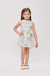 Blue Floral Tie-Waist Summer Dress TSM30471