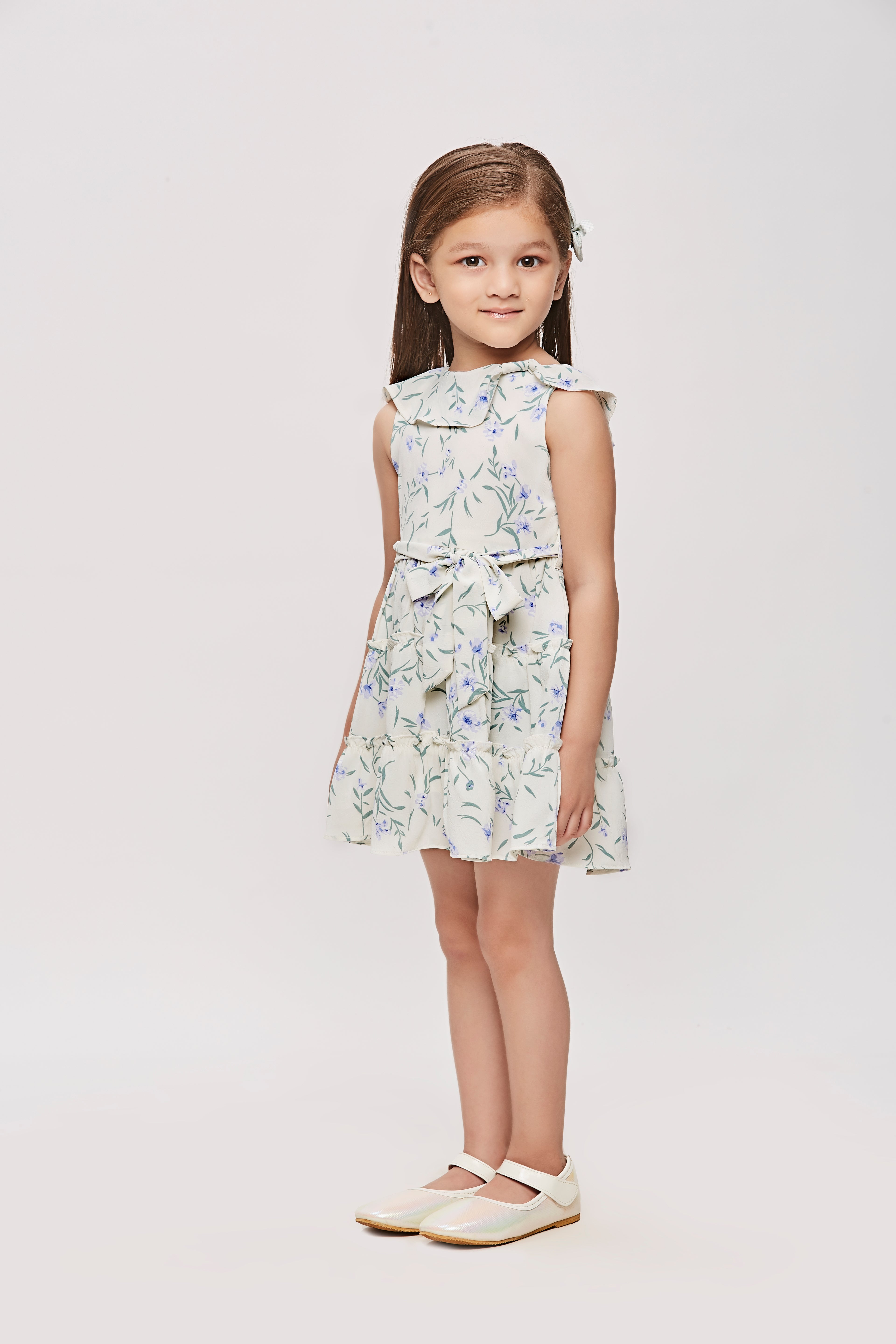 Blue Floral Tie-Waist Summer Dress TSM30471