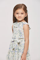 Blue Floral Tie-Waist Summer Dress TSM30471