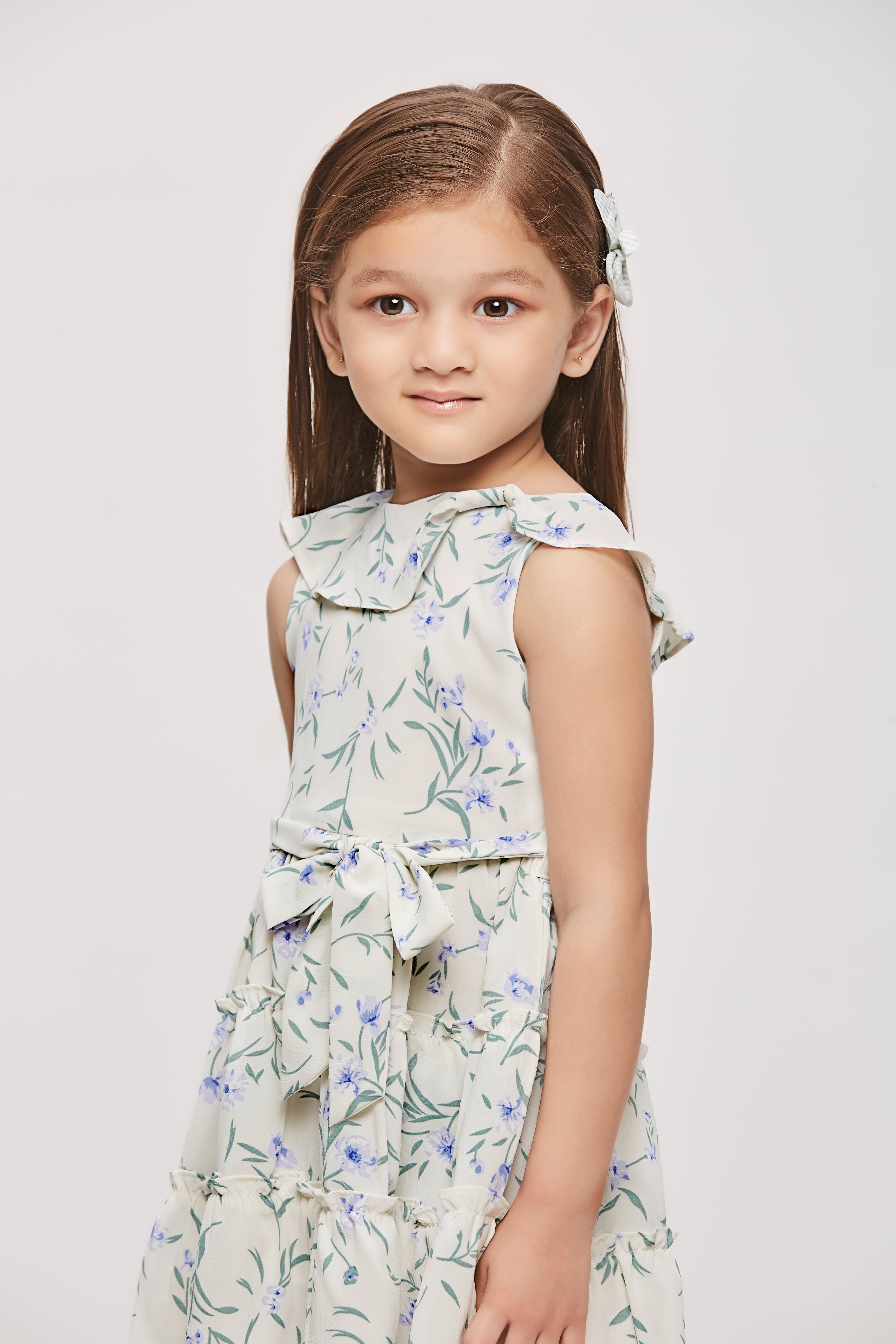 Blue Floral Tie-Waist Summer Dress TSM30471