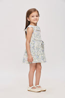 Blue Floral Tie-Waist Summer Dress TSM30471