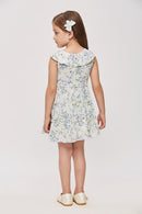 Blue Floral Tie-Waist Summer Dress TSM30471