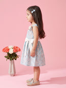 Light Blue Floral Sleeveless Party Dress with Bow Belt TSM30480