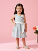Light Blue Floral Sleeveless Party Dress with Bow Belt TSM30480