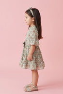 Pista Green Printed Tiered Dress TSM30528