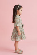 Pista Green Printed Tiered Dress TSM30528