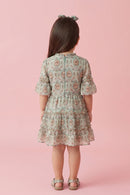 Pista Green Printed Tiered Dress TSM30528