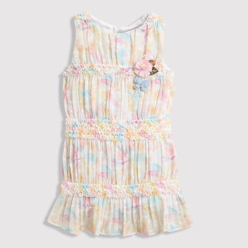 Girls Yellow Ruffle Tier Dress TSM30570