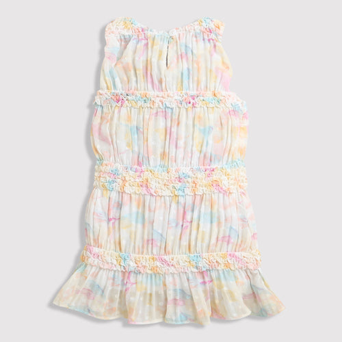 Girls Yellow Ruffle Tier Dress TSM30570
