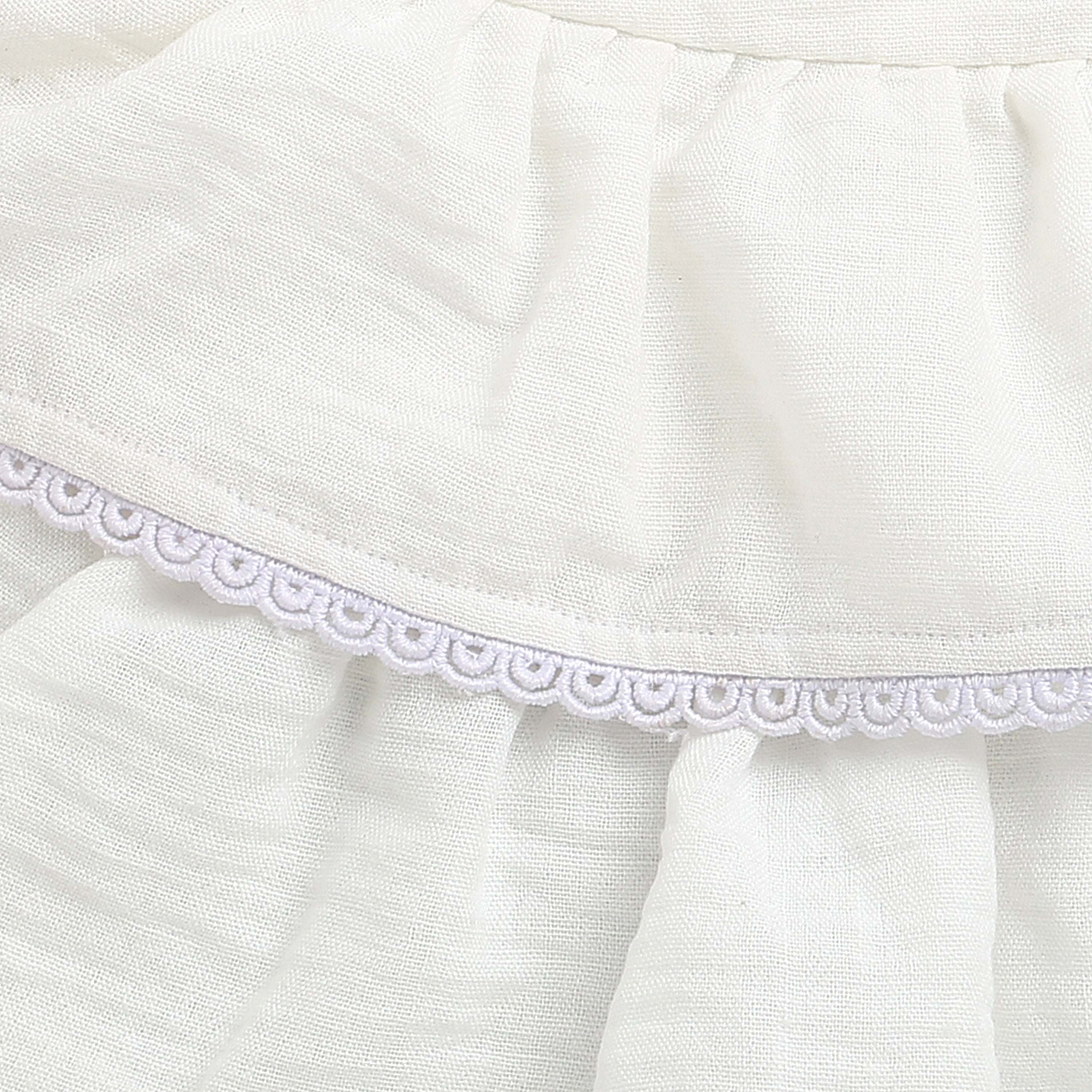 Girls Ivory Tiered Lace Trim Dress with Bow Straps TSM30638