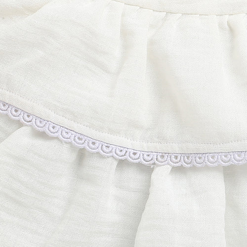 Girls Ivory Tiered Lace Trim Dress with Bow Straps TSM30638