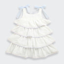 Girls Ivory Tiered Lace Trim Dress with Bow Straps TSM30638