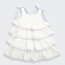 Girls Ivory Tiered Lace Trim Dress with Bow Straps TSM30638