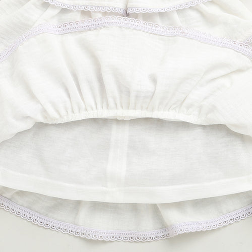 Girls Ivory Tiered Lace Trim Dress with Bow Straps TSM30638