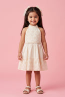 Halter Neck Cream Summer Dress TSM30639