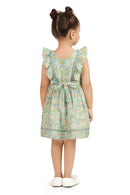 Girls Pastel Floral Ruffle Sleeve Dress TSM30669