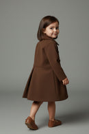 Tressel Girls’ Brown Double-Breasted Winter Coat Dress.