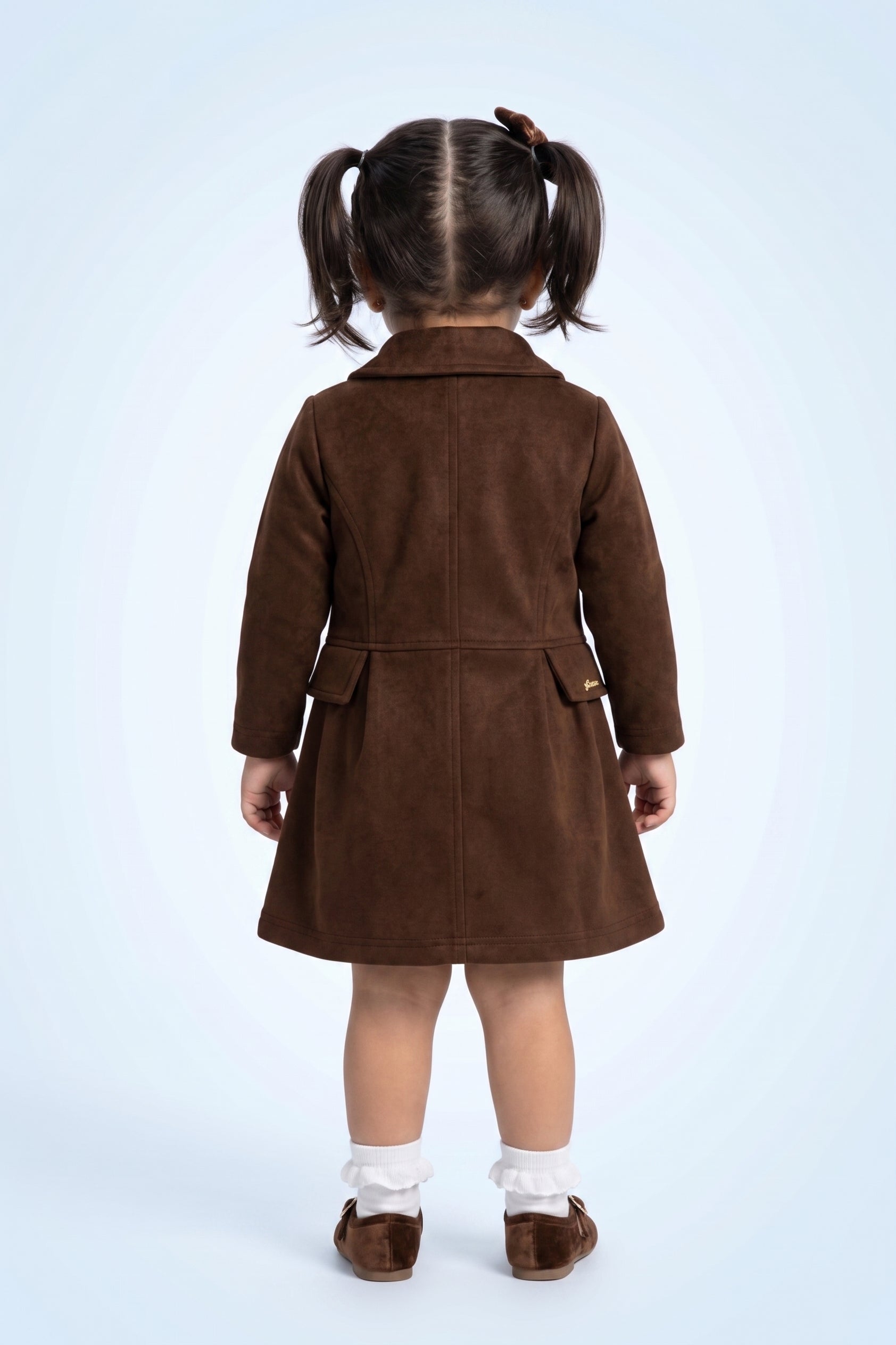 Girls Classic Brown Soild Brown Dress TSM30707