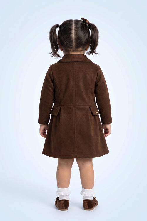 Girls Classic Brown Soild Brown Dress TSM30707