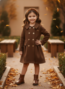 Tressel Girls’ Brown Premium Winter Coat Dress
