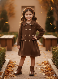 Tressel Girls’ Brown Premium Winter Coat Dress