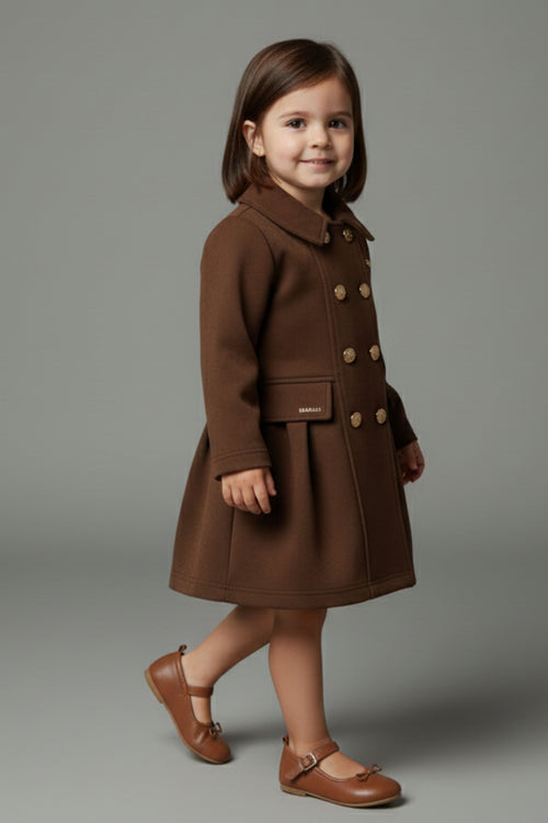 Girls Classic Brown Soild Brown Dress TSM30707