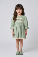Pista Green Lace Trim Bow Midi TSM30766