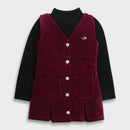 TresselGirls Maroon Corduroy Pinafore Dress with Black Inner Top